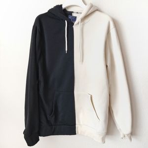 Half black half white hoodie